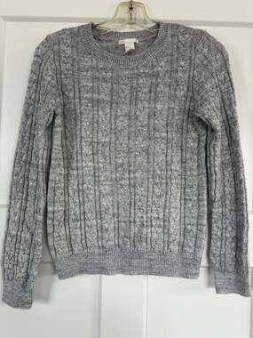 H&M Women’s Cable Knit Crewneck Sweater Gray XS
